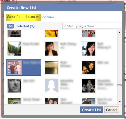 make a list on facebook